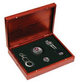 Rosewood Finish Gift Kit- watch, bag tag, repair tool, hat clip, money clip